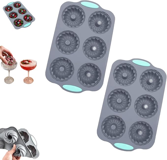 Christmas Wreath Ice Mold, Holiday Wreath Ice Cubes Molds, Silicone Baking Mold, High-Temperature Resistant, for Making Small Donut/Cake/Snowflakes/Ice Cubes (2*A)