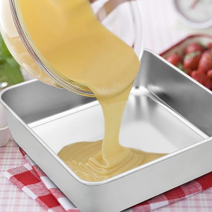 TeamFar Square Cake Pan 6 Inch, Stainless Steel Mini Square Baking Pan for Cake Brownie, Healthy & Sturdy, One Piece Design & Smooth Edge, Dishwasher Safe & Easy Clean