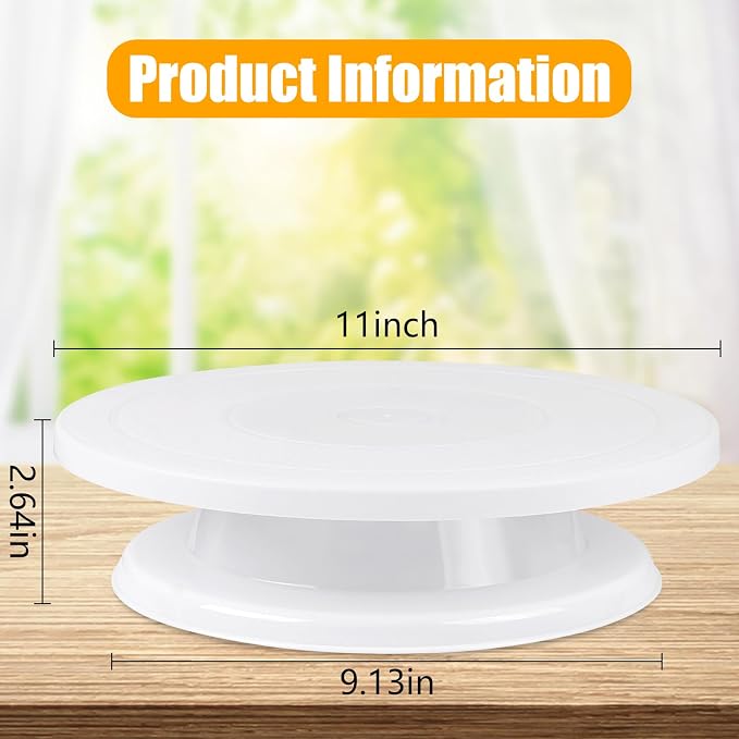 Cake Stand Holder, 11 Inch Rotating Cake Turntable, Turns Smoothly Revolving Baking Supplies Cake Turntable for Baking Cupcake Cookie Muffin, White