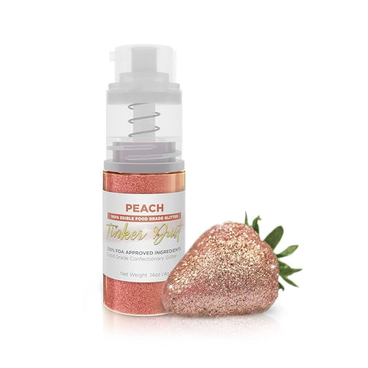 Bakell - Peach Tinker Dust (4g, 1x Mini Spray Pump) Edible Glitter for Food, Desserts, and Baked goods!