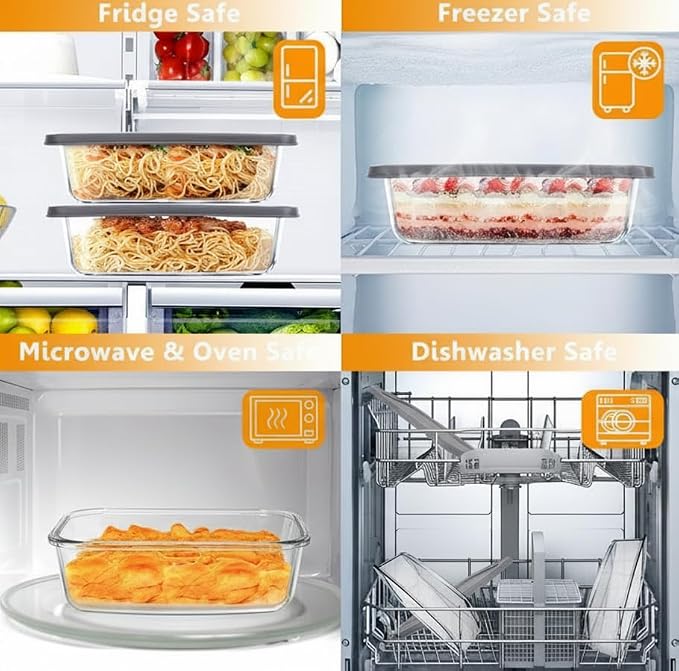 Glass Loaf Pans for Baking Bread with Lids 2 Set - 1.9 Qt Glass Loaf Pan | Oven, Dishwasher, Fridge, Freezer & Microwave Safe, Bread Pan Suit for Lasagna, Meatloaf, Banana
