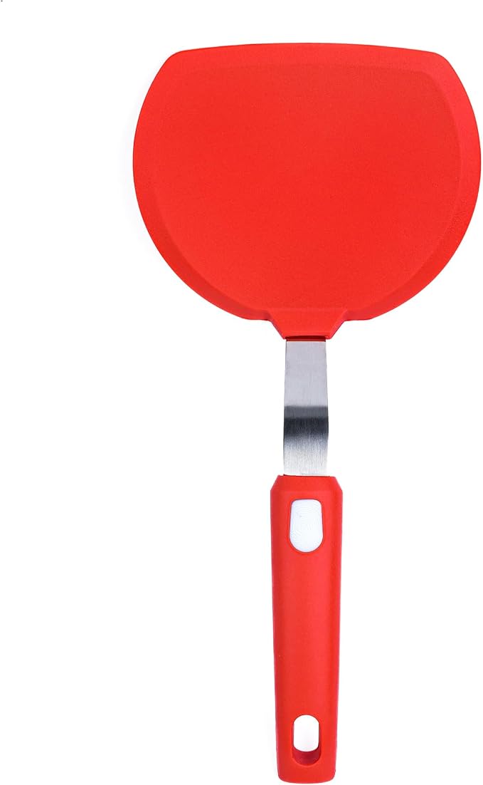 Wide Silicone Pancake Spatula – Large Heat-Resistant Turner for Cooking | Nonstick Safe | Stainless-Steel Reinforced Core & Easy-Grip Handle