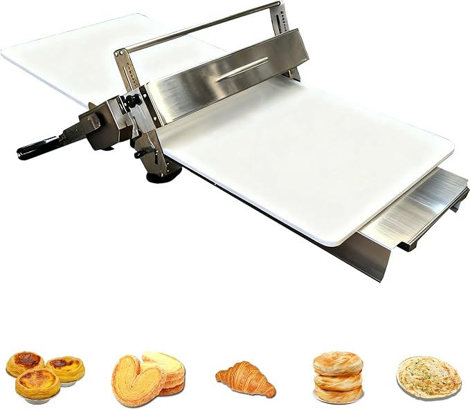 Folding Dough Sheeter for Home, Dough Sheeter Roller Machine Thickness Adjustable, Stainless Steel Dough Laminator for Croissant Pizza Puff Pastry (32.7 * 18.9 * 9.8in)