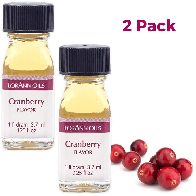 LorAnn Oils Super Strength Flavoring, Used For Candy Making, Flavoring Extracts, Baking, Hard Candy, & Flavor Oils - Bold, Natural Flavors 4X Stronger Than Extracts, Cranberry, Pack of 2, 0.125 fl oz