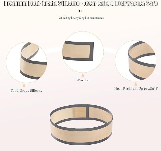 9 Inch Springform Pan & Cheesecake Pan Compatible Silicone Liner Set, Reusable Non-Stick Baking Mat System for Springform Baking Pans, Bottom and Side Cake Pan Liner for Easy Release Baking