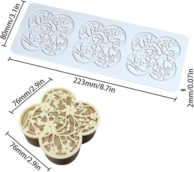 mostsom 3D Plum Blossom Branch Cake Lace Mold Silicone Mould Fondant Mold Chocolate Stencil Cake Decorating Border Bakeware (D_ Plum Blossom)
