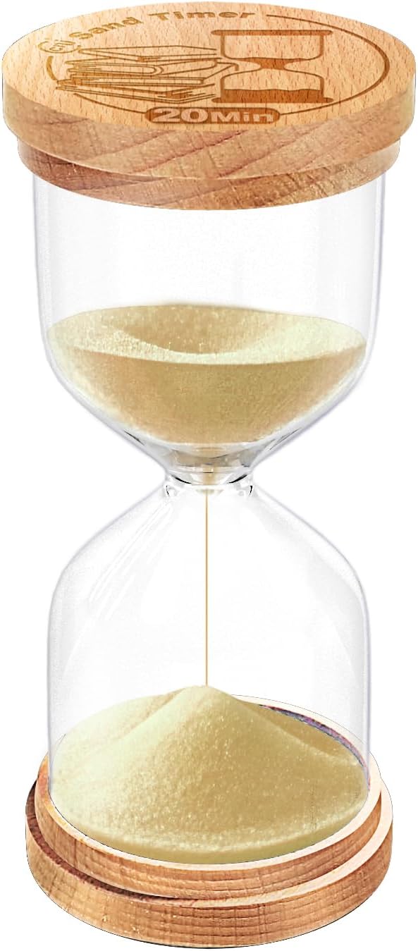 CNCJ 20 Minute Wooden Sand Timer, Hourglass Light Gold Small Sand Watch for Desk Decor Kitchen Classroom Office Study Home Decoration