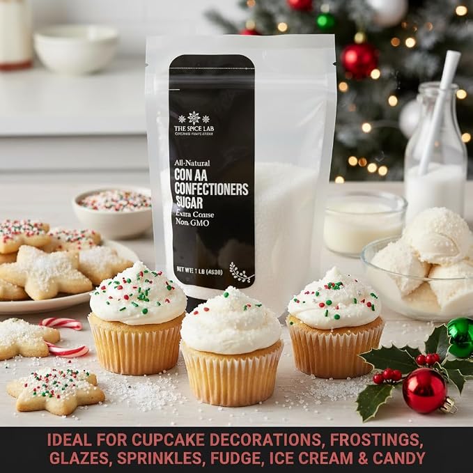 White Sparkling Sanding Sugar Crystals, (2 Lb) Extra Coarse Grain, Add a Sweet Crunch to Baked Goods, Bright White, High Sparkle When Baked, Holds up under Heat, Non-GMO, Gluten Free, Premium Quality Pure Cane Sugar No Confectioners Wax. By The Sugar Lab