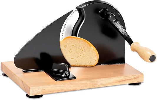 Manual Bread Slicer for Homemade Sourdough Bread - Adjustable Thickness & Evenly Slicing, Hand Crank Bread Slicer for Buns, Bagels Etc,Sharp Stainless Steel Blade