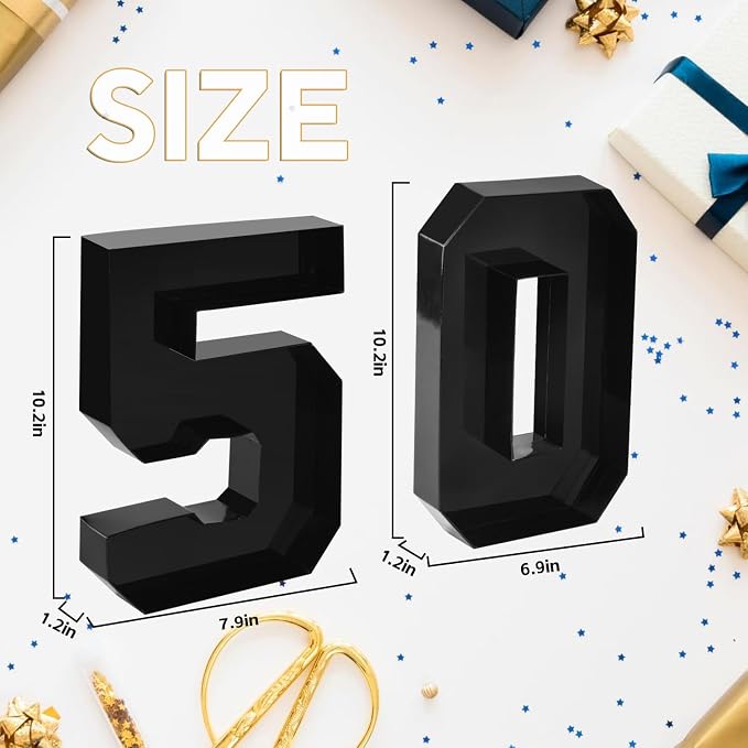 Cardboard Number for Charcuterie 50 Set Fillable Tray 10.2'' Black Charcuterie Paper Box for 50th Birthday Anniversary Party Decorations Chocolate Candy Cupcake Container