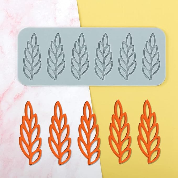 TUKE 3D Leaves Silicone Molds Flower Cake Fondant Mat Bee Leaf Pastry Moulds Rose Impression Chocolate Hollow Lace Mold (Leaf_8.2x3.2x0.12inch_G)