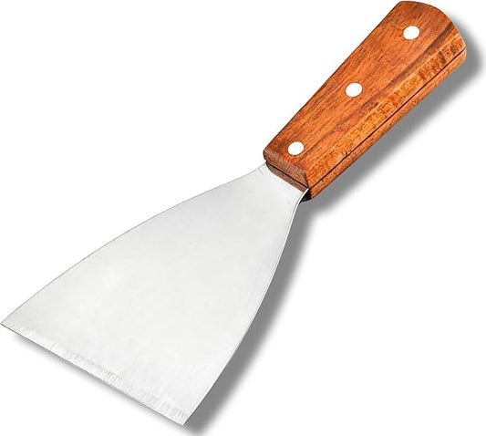 Griddle Scraper, Heavy Duty Stainless Steel Grill Scraper with Handle – Durable Griddle Scrapers for Flat Tops, Flat Top Grill Cleaner & BBQ Tools for Outdoor Grill, Easy Grease Removal (Style 03)