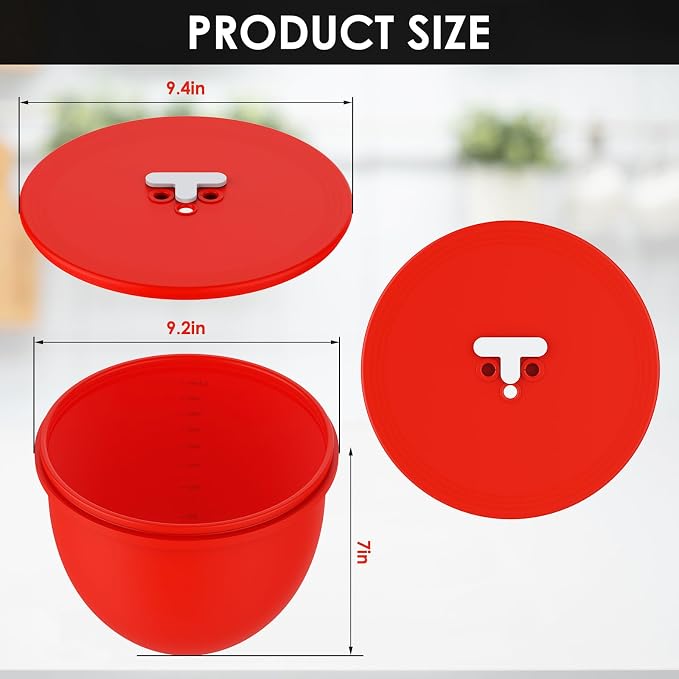 3-Pack Silicone Bowl Liners with Lids for KitchenAid 5-Qt Tilt-Head Bowls Only, 2mm Extra-Thick Premium Silicone, Built-In Air Vents for Dough Proofing, Dishwasher Safe, BPA-Free
