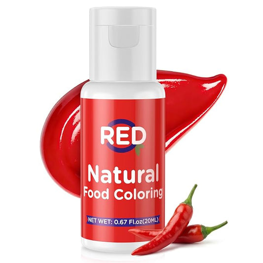 Natural Food Coloring- 20 Milliliters Dye Free Natural Food Coloring, FD&C & Artificial Dye Free Formula for Baking, Icing and Cooking, Cakes, Cupcakes, Frosting，Easter Eggs & Holiday Treats (RED)