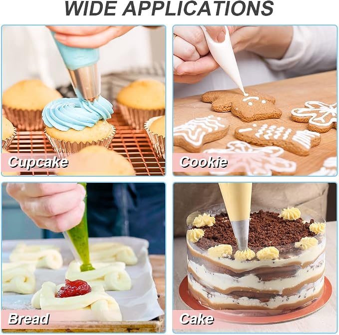 200pcs Disposable Icing Piping Bags - 12 Inch Pastry Bag Frosting Bags for Cake Cookies Baking Decorating - Plastic Tipless Piping Bags