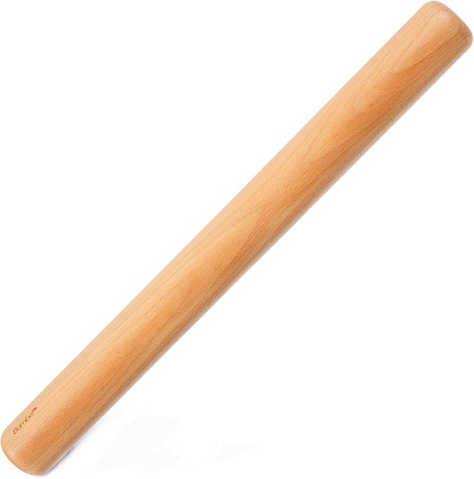 Bamber Wood Rolling Pin for Baking Large Wooden Rolling Dowel Stick Dough Roller for Cookie Dumpling Pastry Pizza Tortilla, 17.3'' by 1.6''