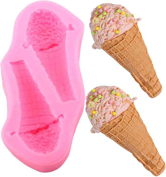 Mujiang Mini Summer Ice Cream Cone Popsicle Silicone Mold For Baby Birthday Cake Decorating Cupcake Candy Clay Chocolate Gum Paste Set Of 5