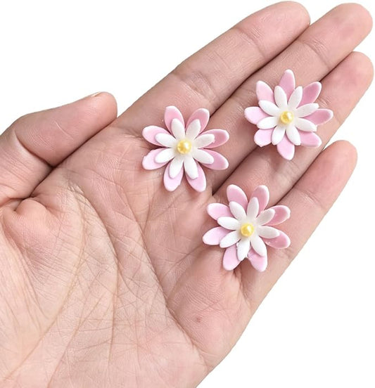80 Count Edible Flower Cake Decorations, Small Edible Flowers, Sugar Flowers, Cakes & Cupcakes Toppers, Edible Dessert Decorations (0.8 Inch) (8 Petals Double-layer)