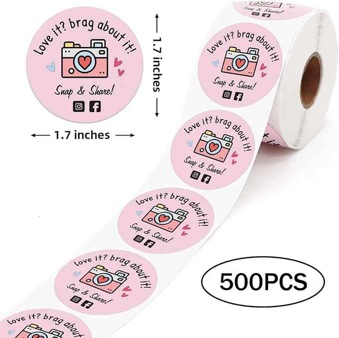 Cute Pink Retro Camera Design Stickers, 500 PCS, Paper, Pink, Retro Style, Letter Print, Indoor Use, Single Use