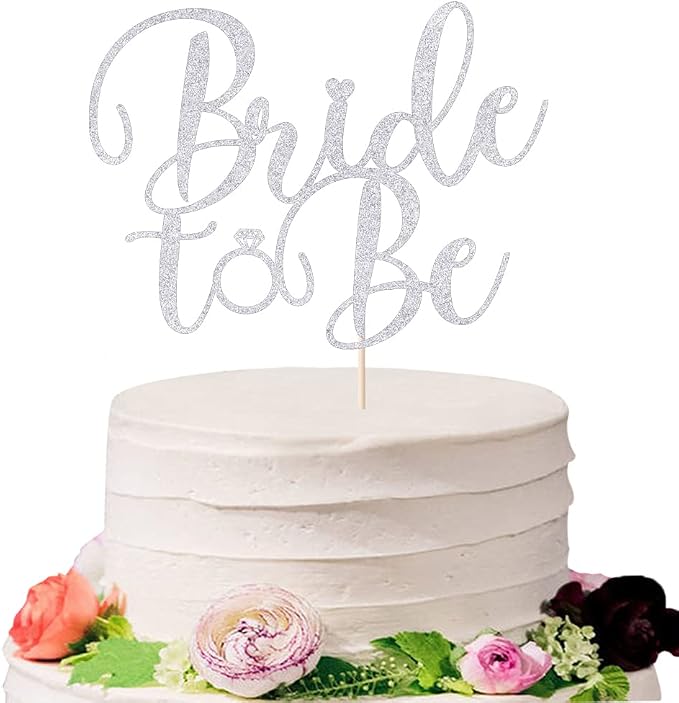 Silver Glitter Bride to Be Cake Topper - Bridal Shower Cake Topper,for Wedding Shower;Engagement;Bachelorette;Hen Party Decorations (silver)