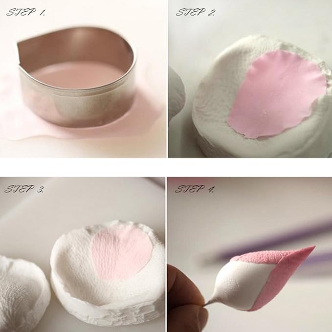 10 Pcs Austin Rose Cutter Set and 2 Pcs Rose Petals Shape Silicone Fondant Mold Veining Petal Sugar Flower Making Tool Cake Decorating Gumpaste Flowers Decor Kit
