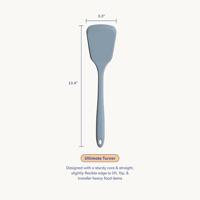 GIR: Get It Right Silicone Spatula Turner - Heat-Resistant & Non-Stick Core with Flexible Tip - Pancake Flipper - Dishwasher Safe, Ultimate Turner - 13IN - Slate