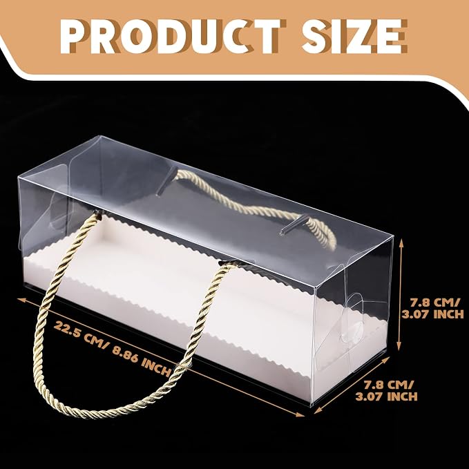 Eaasty 80 Pcs 9 x 3 x 3 Inch Clear Cupcake Boxes with Handles Portable Gable Boxes Paperboard Plastic Rectangular Cupcake Containers Dessert Cookies Bakery Gift Containers for Party