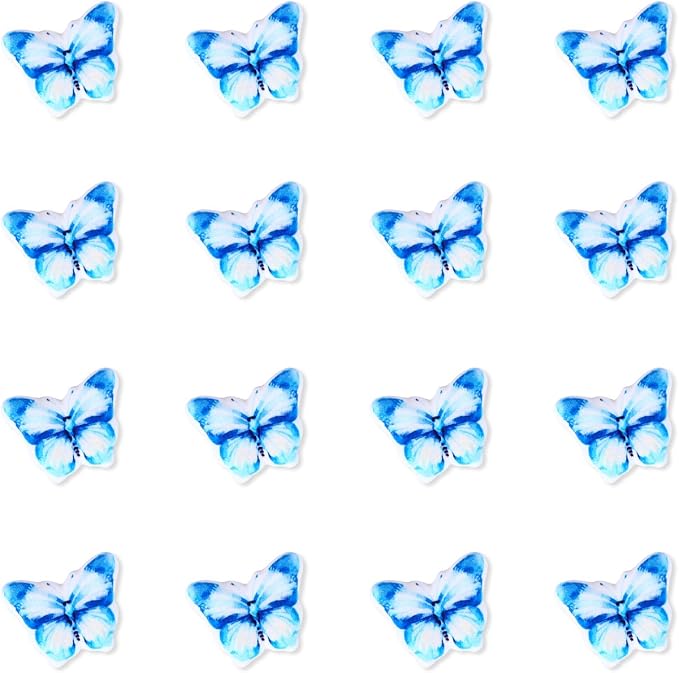 Edible Butterfly Cake Decorations, 16 Royal Icing Butterflies Blue, Butterflies Cupcake Toppers for Cake Decorating, Cookies, Macarons, Cakesicles, and Ice Cream