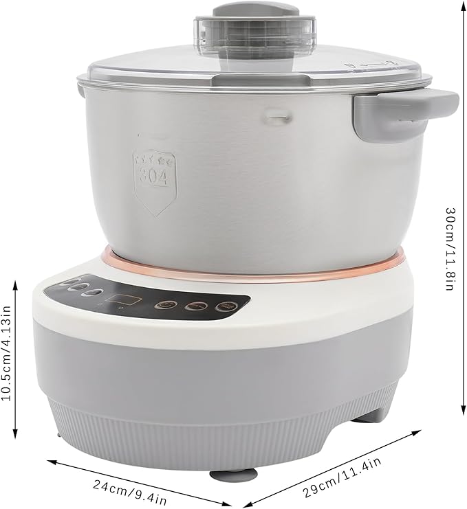 5.3QT 304 Stainless Steel Electric Dough Maker, Dough Stand Mixer Machine with 140-170 RPM,Built-in Microcomputer Timer,Digital Screeny, Automatic Kneading Machine for Bakery (Silver)