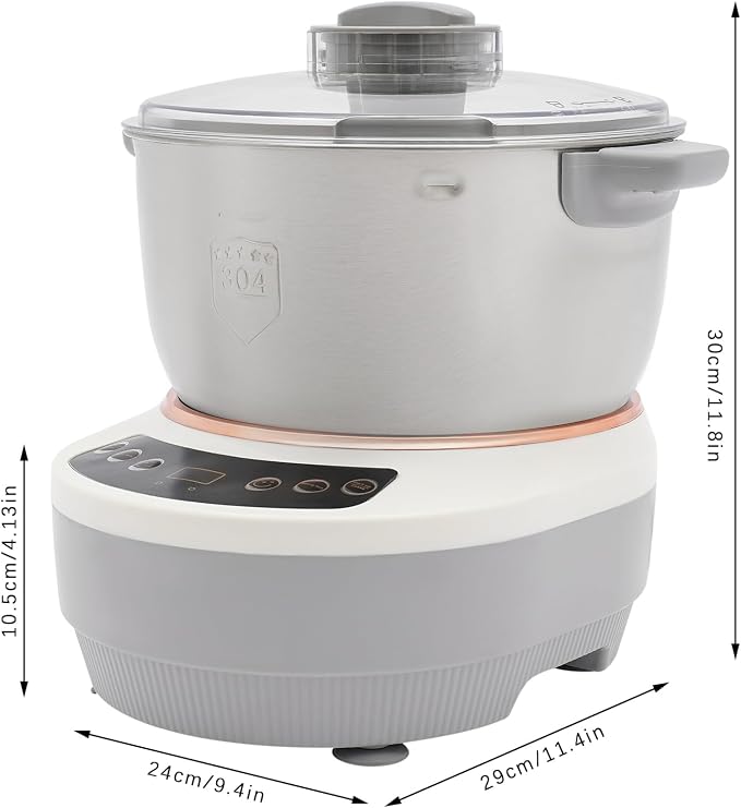 Electric Dough Maker with Ferment Function, Commercial & Home Dough Kneading Machine 5L/169oz Stainless Steel Mixer With Auto Timer & Touch Control for Bakeries, Restaurants, Home Kitchens (Silver)