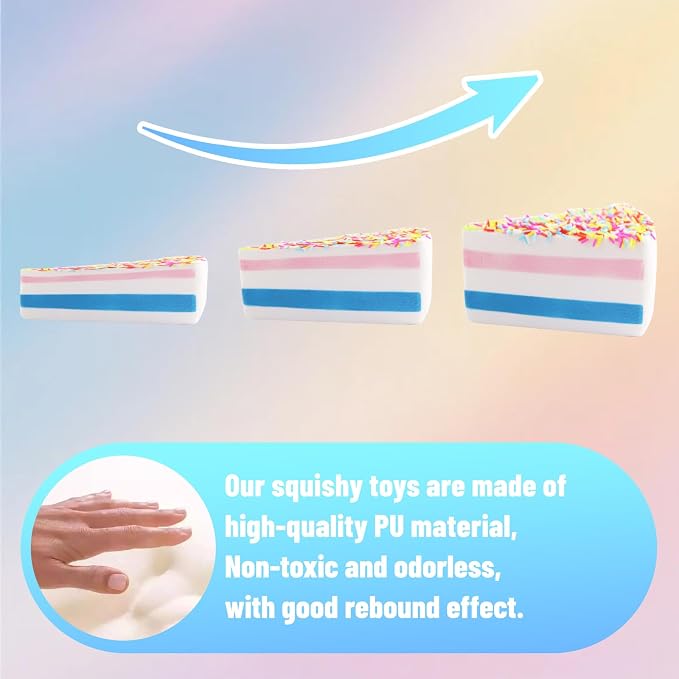 Anboor 4.72" Rainbow Thick Striped Cake Squish Slow Rising Scented Kawaii Fiidget Toy for Kids Adults Autism Birthday Gifts
