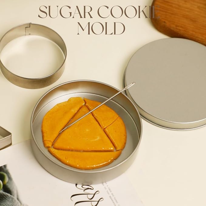 Korean Sugar Candy Making Tools 6 Pieces Stainless Steel Cookie Cutters Set ，Umbrella Triangle Star Round Baking Cake Biscuits Chocolate Molds