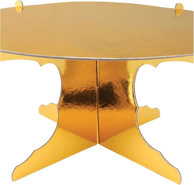Beistle Metallic Cardstock Cake Stands 2 Piece Birthday Party Supplies Wedding Anniversary Celebration Dessert Platters, 4" & 6" x 12.5", Gold