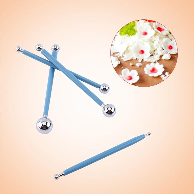 4PCS Modeling Ball Tools, Fondant Dotting Tools, Clay Sculpting Tool Set, Double Ended, for DIY Ball Modeling