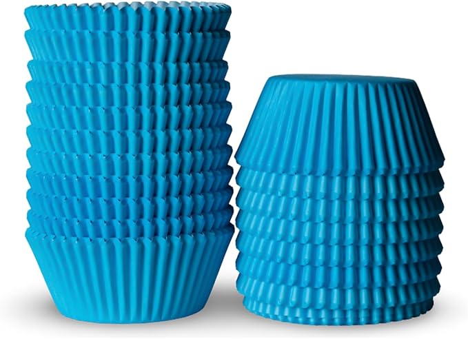 200 Paper Cupcake Liners, Muffin Liners or Baking Cups for Desserts, Muffins, Cupcakes and More Treats; Grease Proof, No Smell, Food Grade, Nut Serving Containers (Blue)