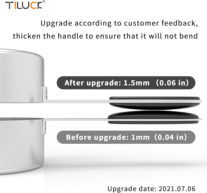 TILUCK Stainless Steel Measuring Cups and Spoons Set with Silicone Handle – Nesting Design for Space-Saving, Heavy Duty & Dishwasher Safe for Dry/Liquid Ingredients, Cooking & Baking (12)