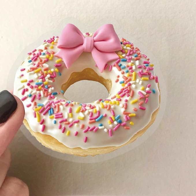 Cute Donut Stickers for Kids Girls, 50PCS Funny Realistic Doughnut PET Transparent Waterproof Stickers for Water Bottles Laptop Phone Scrapbook, Sweet Snack Decals for Donut Lovers