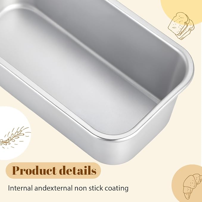 Patelai 4 Pack Small Loaf Pans for Baking Bread Non Stick Bread Pan Rectangle Baking Tray Toast Mold(Silver,7.87 x 3.78 Inch)