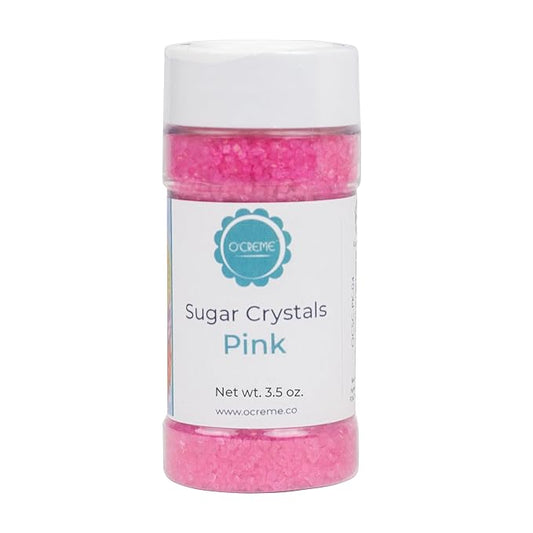 O’Creme Sugar Crystals for Cookie Decorating – Eye-Catching Sugar Crystals – Extra Sugar for Unique Cake Toppings, Cupcakes and Cookies – Ideal Decoration Solution For Valentines Day - 3.5 Ounce Pink