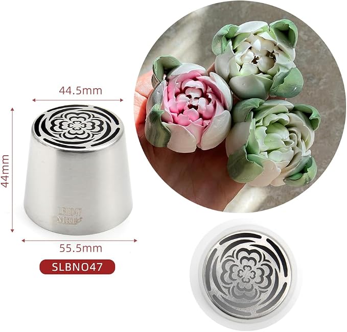 1 Pcs Stainless Steel Extra Large Russian Tulip Flower Icing Tip, Pastry Frosting Piping Nozzle for Marshmallow Bouquet, Cake Decorating Piping Tip, Baking Tools for Cookies Cupcake Decoration, Silver
