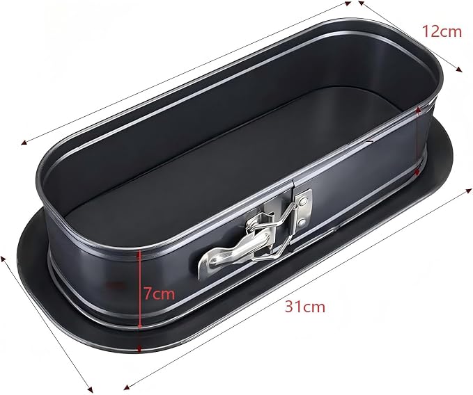 Oval Springform Pan, 12 inch, Non-Stick Baking Pan with Removable Bottom, Quick Release Latch, Black