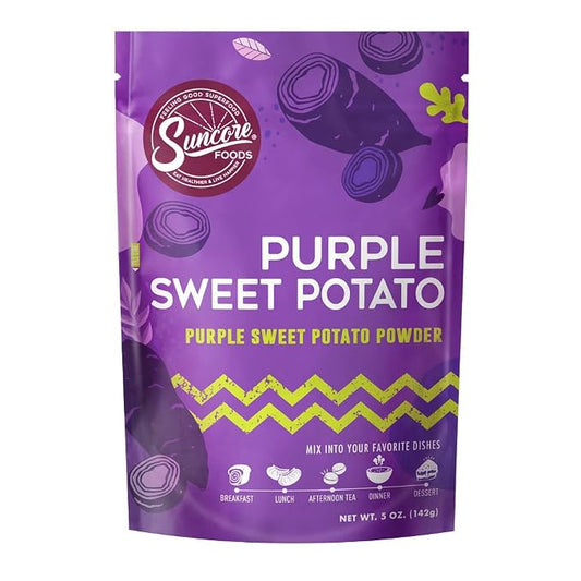 Suncore Foods Purple Sweet Potato Powder, Natural Purple Food Coloring, 5oz | Non-GMO, Natural Purple Food Coloring Powder from Sweet Potatoes, For Baking, Smoothies, Desserts, Gluten-Free, Vegan