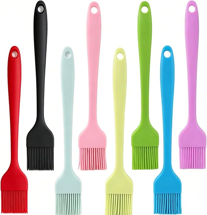 8 Pcs Silicone Basting Brush 230℉ Heat Resistant BPA Free Silicone Marinading Meat Grill Basting Pastry Brush for Oil Butter Sauce Sausages Desserts Turkey Baster Grill Barbecue