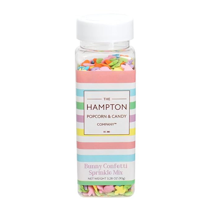 Bunny Sprinkle Confetti Mix Orange, Yellow, Blue, Green, Pink and Purple 3.28 oz, Easter Sprinkles For Cake Decorating, Baking, Ice Cream & More, Spring Sprinkles The Hampton Candy Company