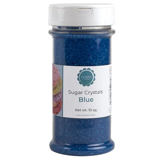 O’Creme Sugar Crystals - Coarse Sugar for Cookie Decorating - Eye-Catching Sugar Crystals – Coarse Sugar for Unique Cake Toppings, Cupcakes and Cookies – Ideal Decoration Solution - 10 Ounce Blue