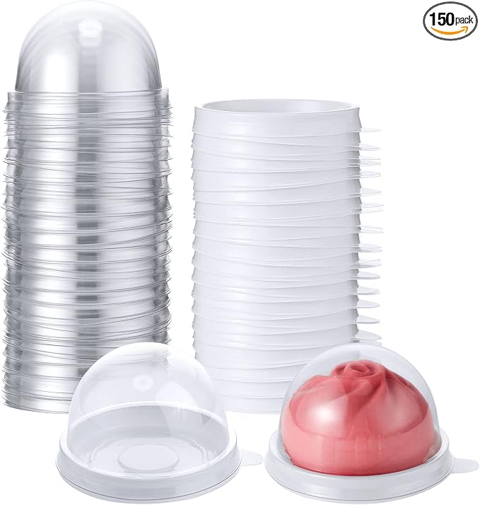 Patelai 150 Pcs Clear Plastic Mini Cupcake Container, Mini Cupcake Box Muffin Dome Muffin Single Container Box for Wedding Birthday Cheese Pastry Dessert Cake (White)
