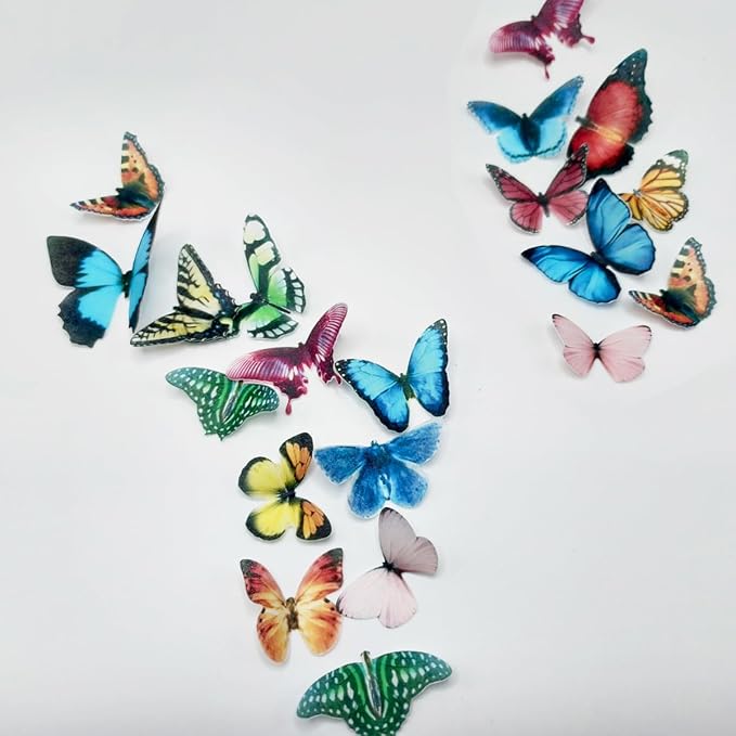 Wafer Butterflies Cake Cupcake Topper Decorating 20x - Edible Paper Cake Decoration for Birthday, Wedding, and Party Desserts