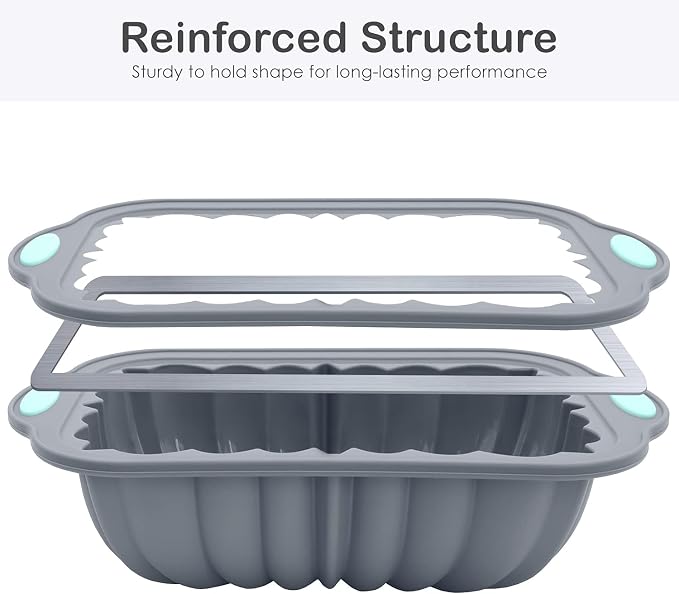 Silicone Bread Loaf Pan, Non-Stick Bread Pans for Homemade Bread, Silicone Baking Mold with Metal Reinforced Frame More Strength for Long-Lasting Performance
