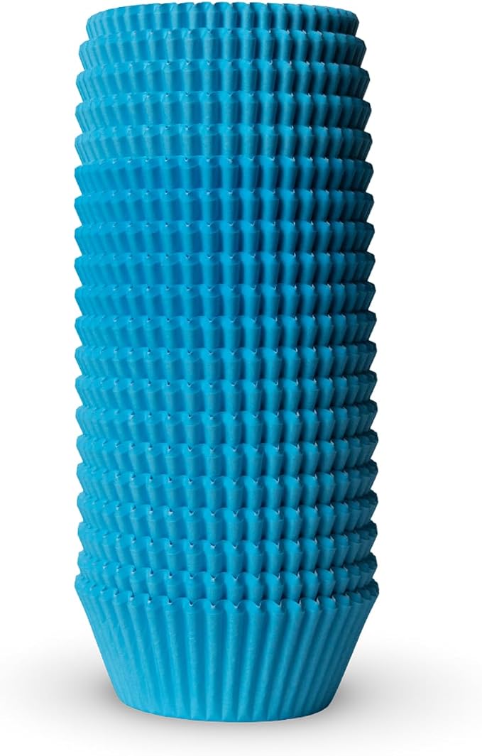 200 Paper Cupcake Liners, Muffin Liners or Baking Cups for Desserts, Muffins, Cupcakes and More Treats; Grease Proof, No Smell, Food Grade, Nut Serving Containers (Blue)