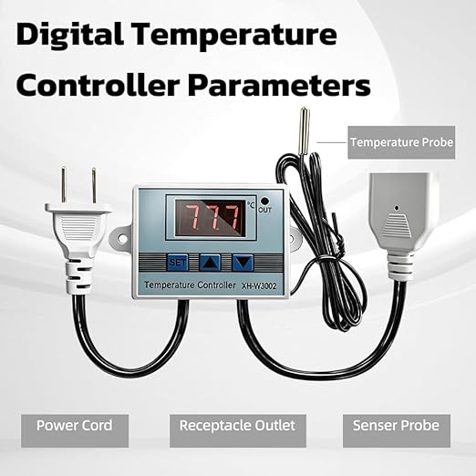Dual Ball 120mm x 25mm AC Plug Cooling Fan with Smart LED Temperature & Speed Controller, High Airflow DC 12V Fans for AV Cabinet, Server Rack, Chassis, Workstation DIY